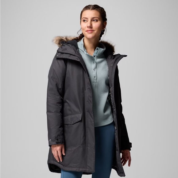 EUC Columbia Women's Suttle Mountain™ Long Insulated Jacket • M • Black/Charcoal - Picture 8 of 14